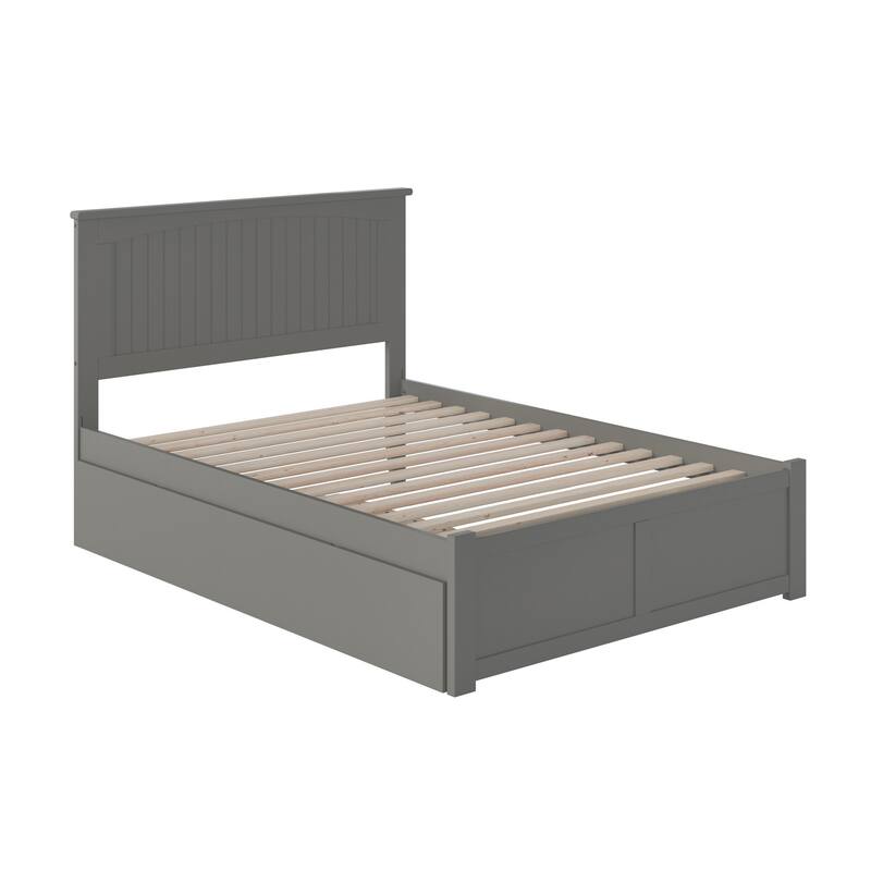 Nantucket King Solid Wood Platform Bed with Footboard & Twin XL Trundle in Grey
