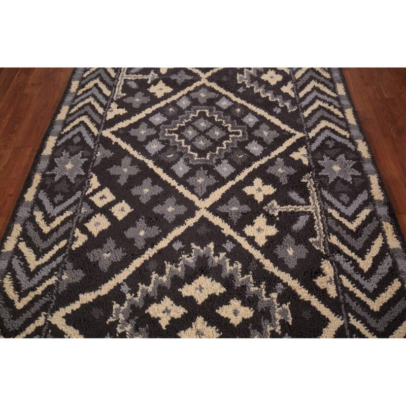 Geometric Moroccan Oriental Area Rug Handmade Wool Carpet - 4'11" x 8'2"