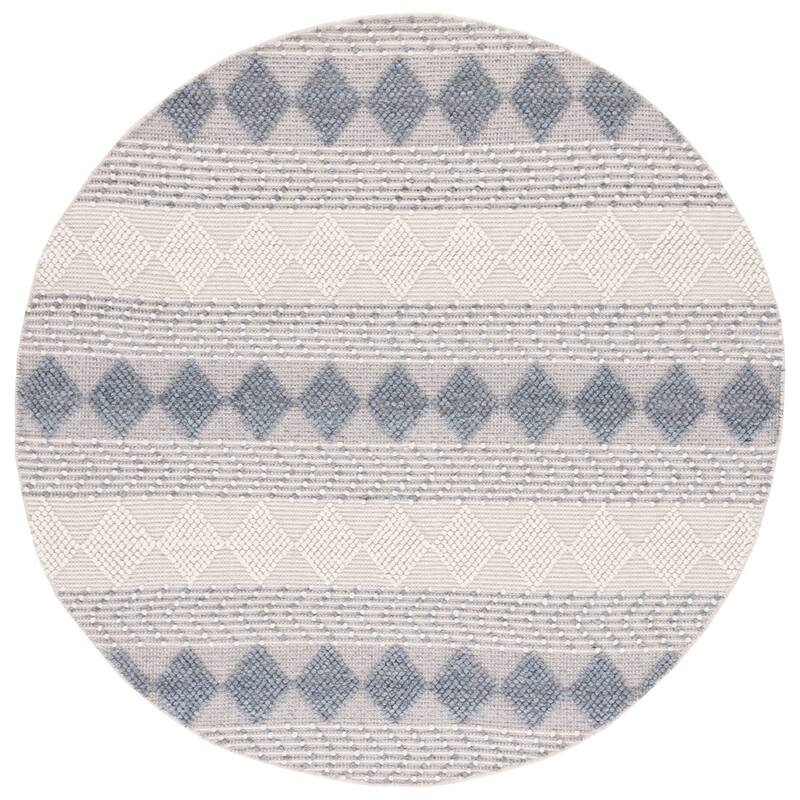 SAFAVIEH Handmade Vermont Cristi Transitional Wool Rug - 6' Round - Grey/Ivory