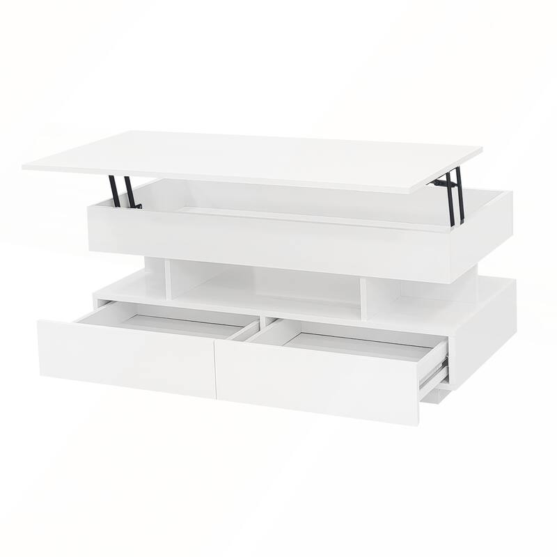 Modern Lift-Top Coffee Table with 2 Drawers