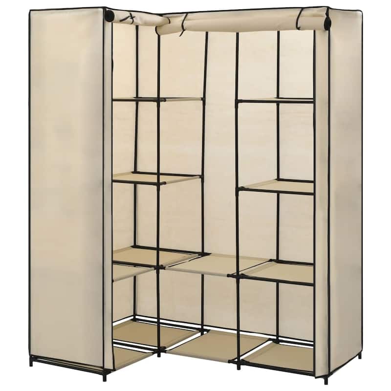 vidaXL Closet Corner Wardrobe Bedroom Closet Freestanding Clothing Rack Rail - 51.2" x 34.3" x 66.5"