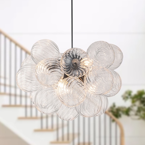 Starsky 6- Light 12in. Modern Glam Glass Bubble Chandelier with 19