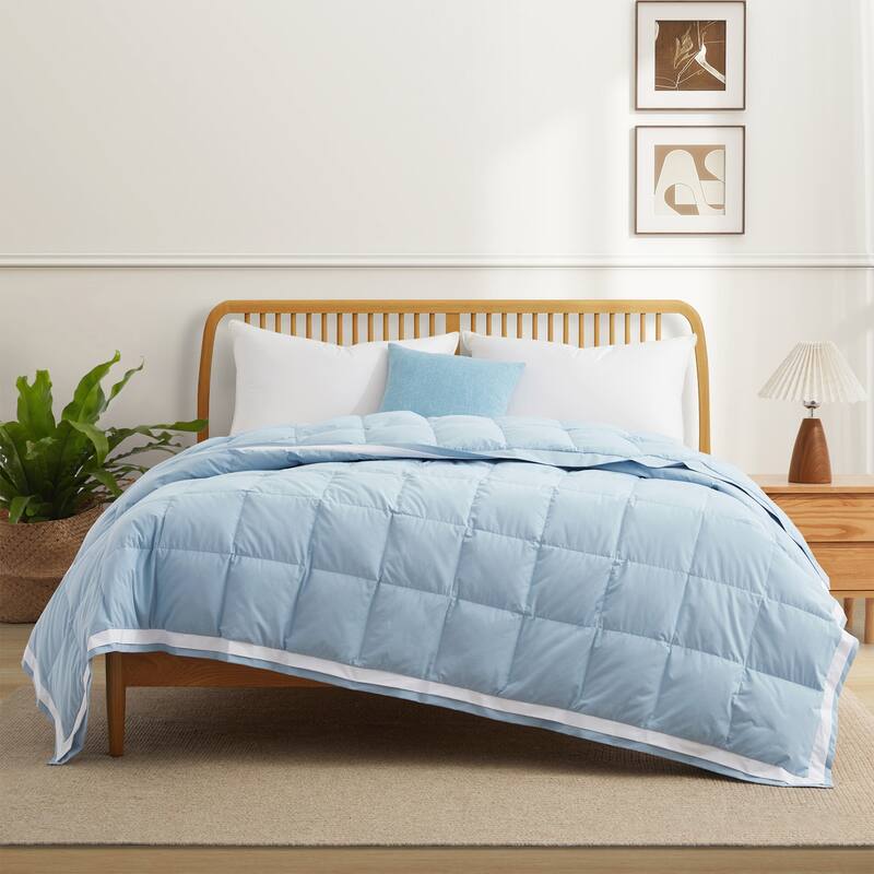 Luxurious Lightweight Cooling Down Bed Blanket, Summer Breathable Comforter for Hot Sleeper - 108" x 90" - Blue