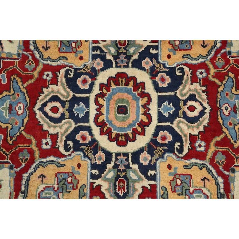 Hand Knotted Oriental 100% Wool Carpet Traditional Medallion Red Heriz (serapi) Area Rug - 8' 8'' X 6' 1''