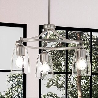 Luxury Tranditional Chandelier, 12.25"H x 21"W, with Transitional Style, Brushed Nickel, BWP4261 by Urban Ambiance - 21