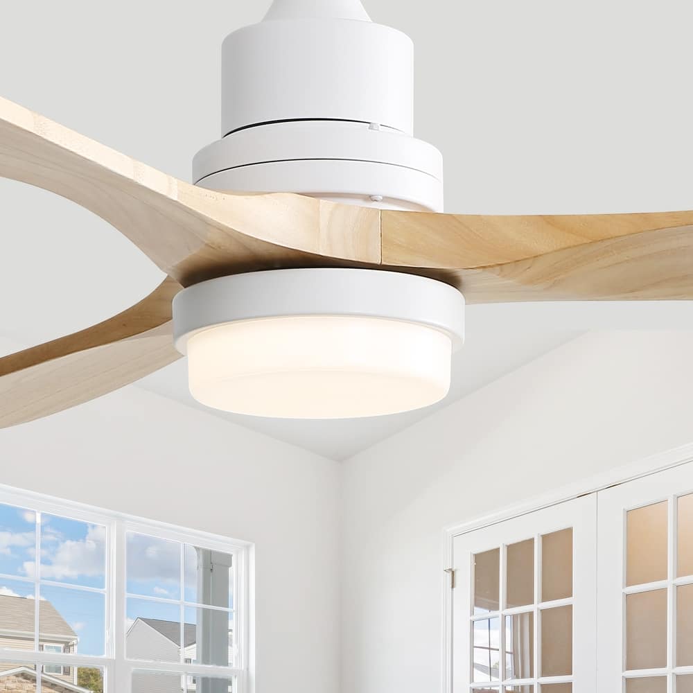 48/52 Inch Noiseless Integrated LED Light Ceiling Fan with Remote Control, Reversible DC Motor