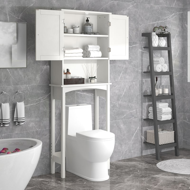 Toilet Storage Bathroom Free Standing Toilet Rack, White Bed