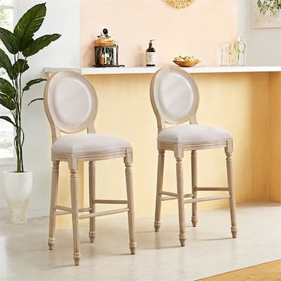 30'' Height Bar Chairs Set of 2,Upholstered Chairs with Round Back