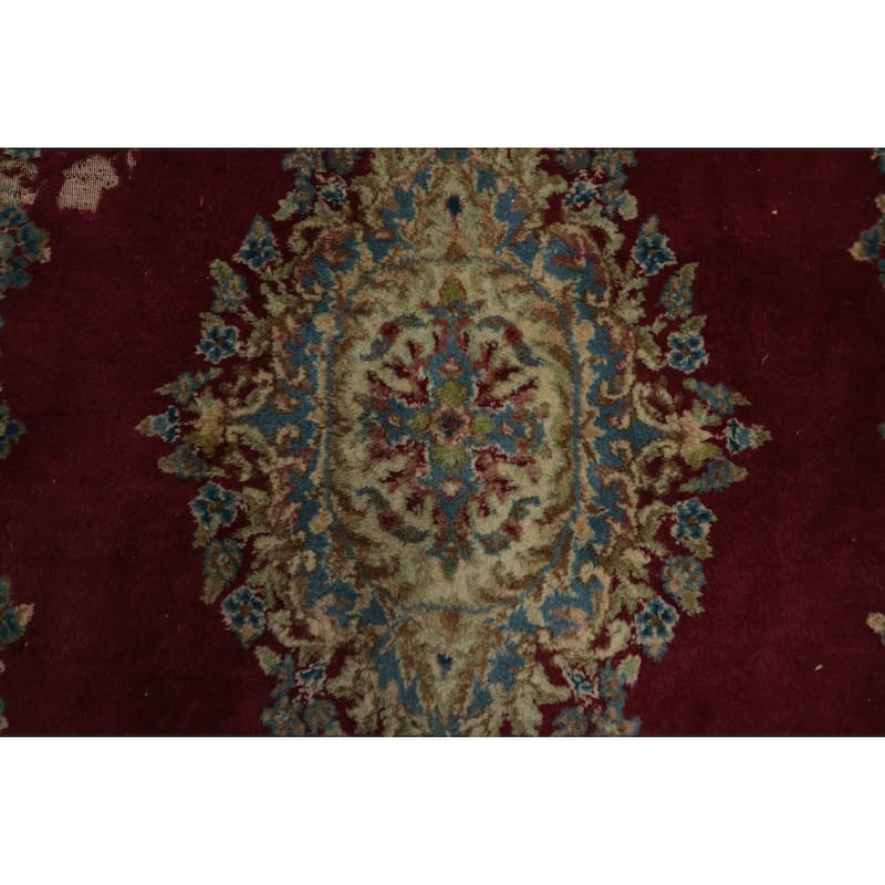 Hand Knotted Oriental 100% Wool Carpet Traditional Floral Red Kerman Area Rug - 6' 8'' X 4' 0''