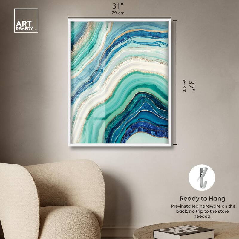 Blue Green Abstract Agate I Shadowbox by Art Remedy