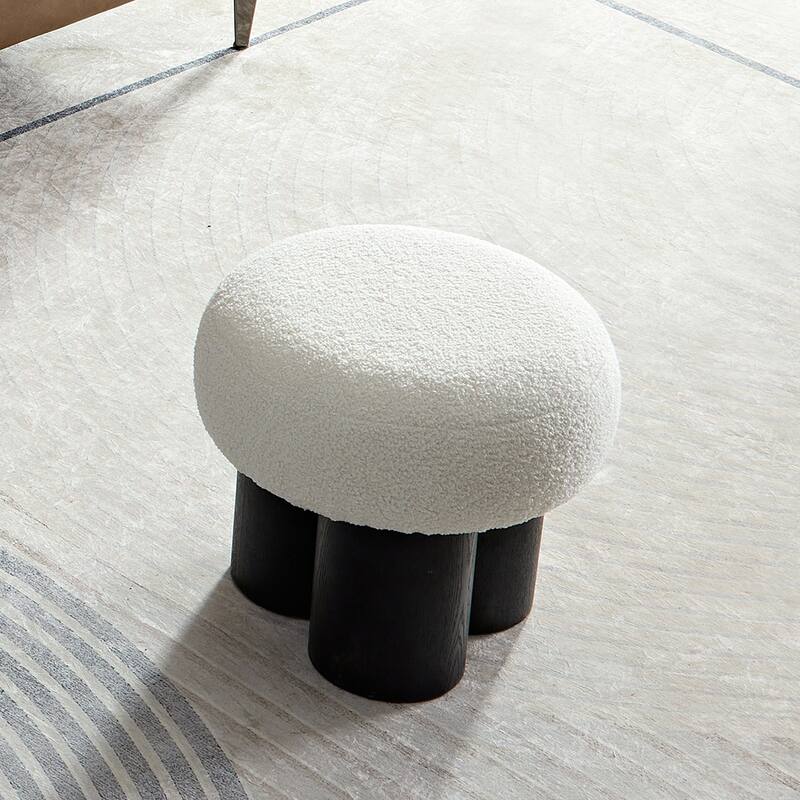 Modern Barrel Teddy Upholstered Mushroom Stool