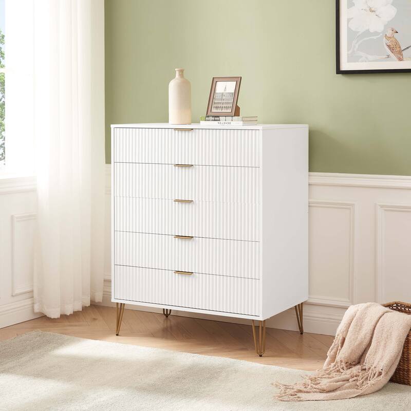 Manhattan Comfort Dumbo Modern 5-Drawer Tall Dresser.