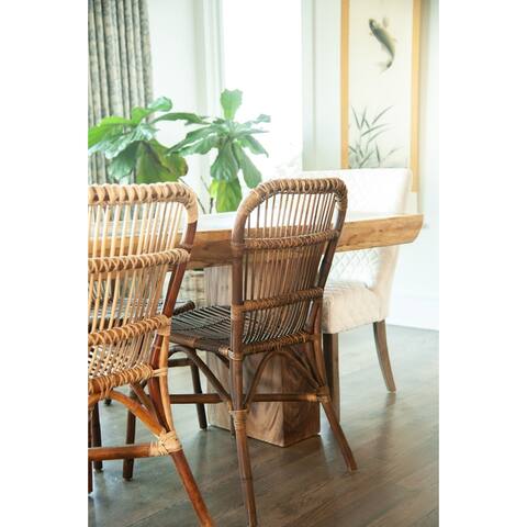 Natural Steam-bent Rattan French Country Dining Chairs (Set of 2)