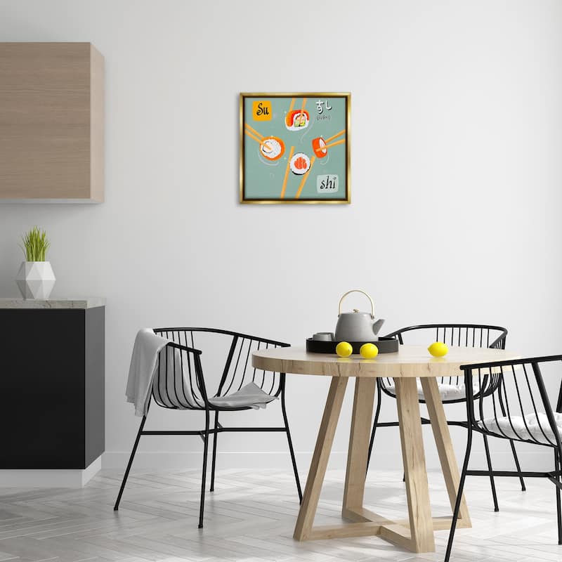 Stupell Tasty Sushi Party Gathering Framed Floater Canvas Wall Art Design By Juliet Rose Philips