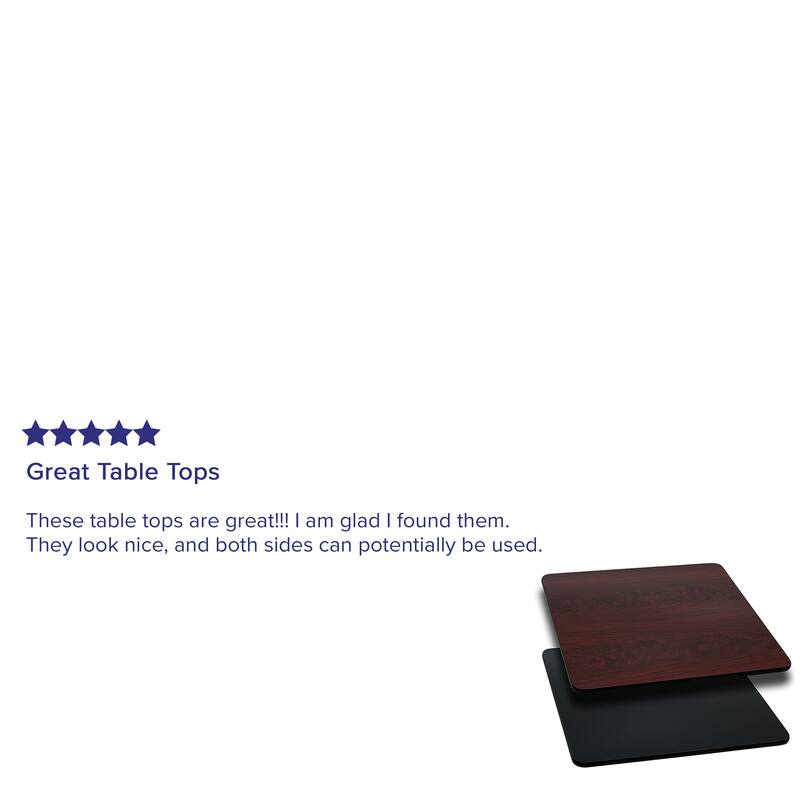 30'' Square Table Top with Reversible Laminate Top - Black/Mahogany