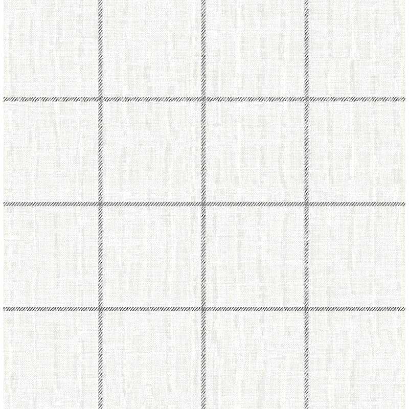 NextWall Classic Striped Check Peel and Stick Wallpaper - 20.5 in W x 18 ft. L - Charcoal & Linen