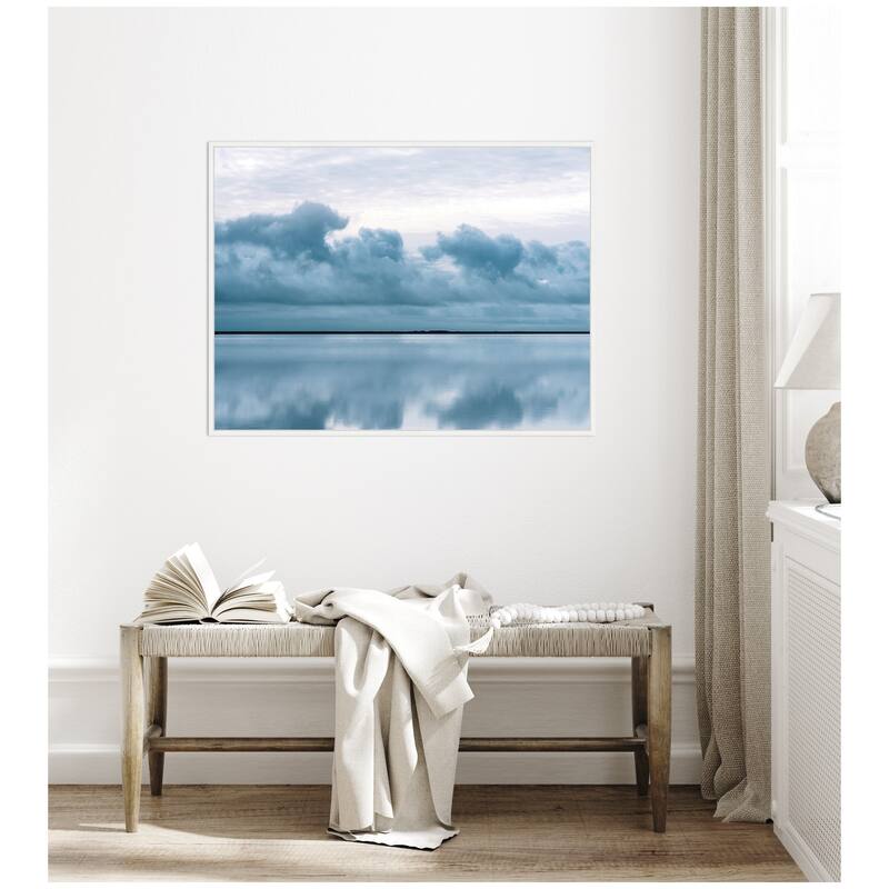 Kate and Laurel Sylvie Minimalist Sky Reflection In Iceland Framed Canvas by Michael Schauer