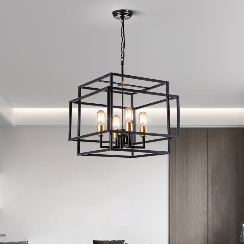 Maxax 4 - Light Lantern Square Chandelier - MX19078-4-P