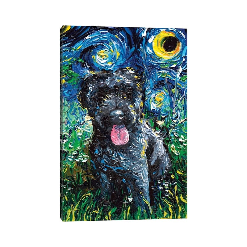 iCanvas "Black Goldendoodle Night" by Aja Trier Canvas Print
