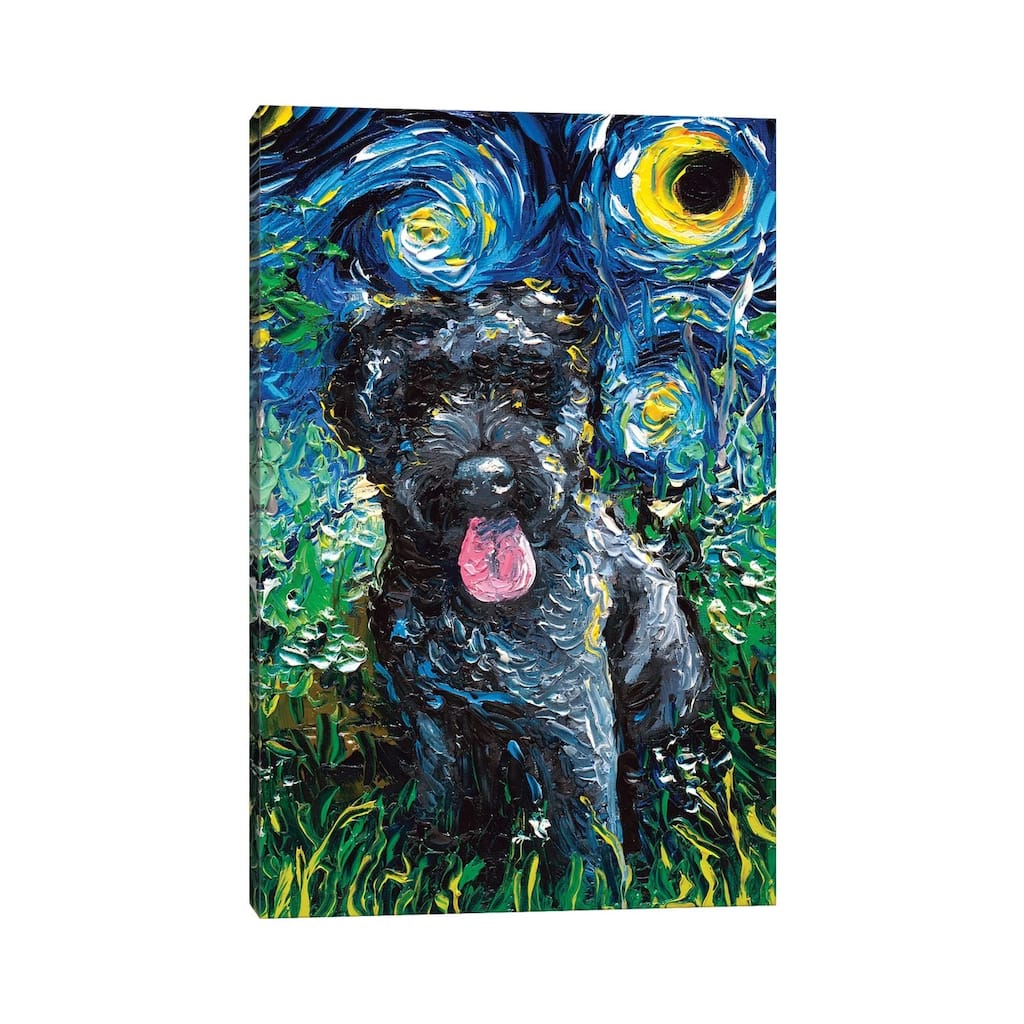 iCanvas "Black Goldendoodle Night" by Aja Trier Canvas Print