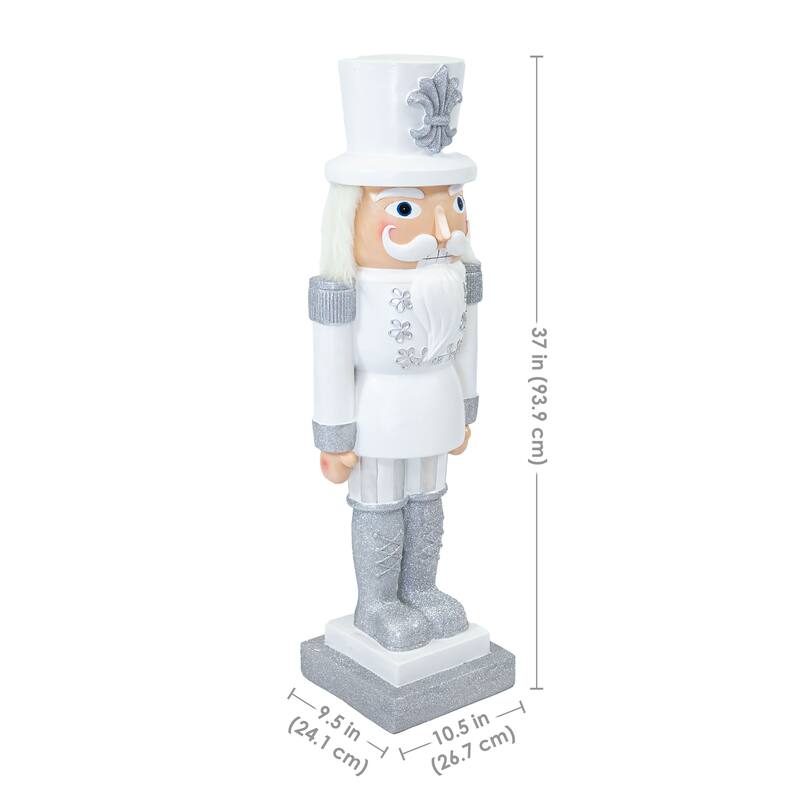 Sunnydaze Sterling the Silver Christmas Nutcracker Statue - 37" H