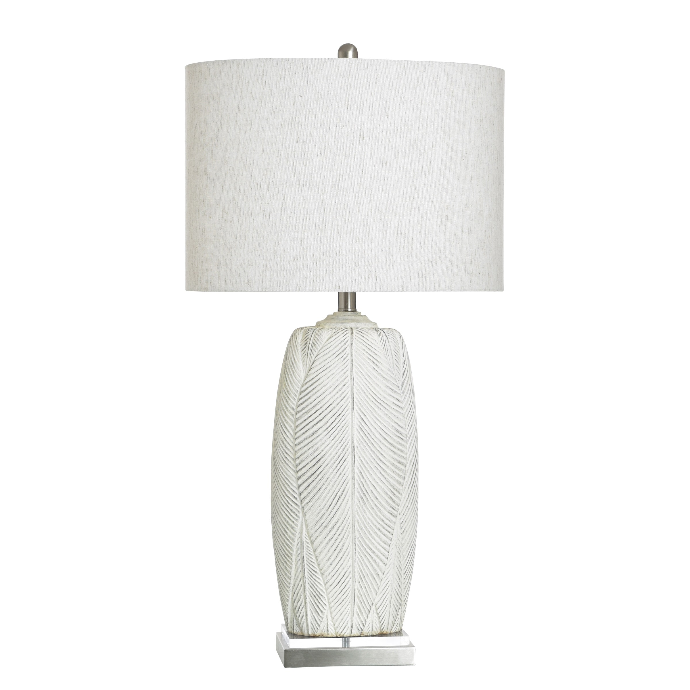StyleCraft Poly Table Lamp - Mali Silver - White Shade