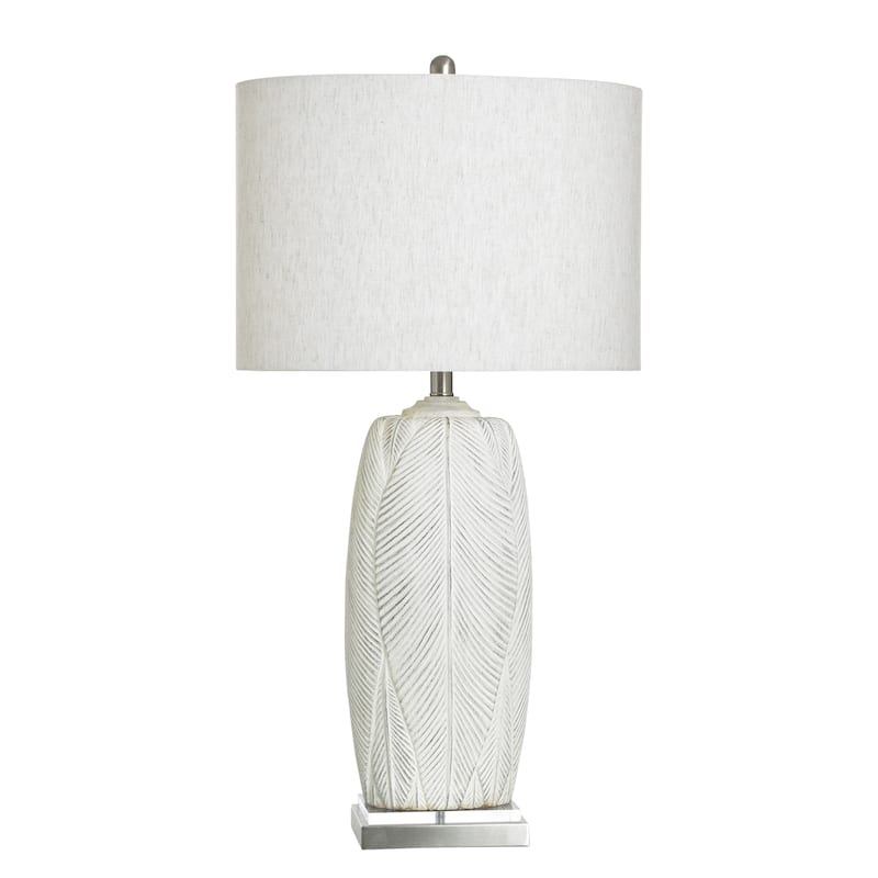 StyleCraft Poly Table Lamp - Mali Silver - White Shade - Mali Silver, Heathered Oatmeal