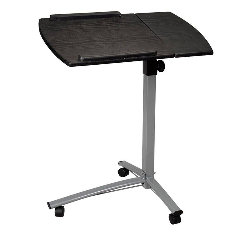 Black Melamine Steel Adjustable Lifting Computer Desk Space-Saving - Black