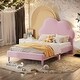 preview thumbnail 6 of 9, Twin Velvet Cloud Bed with Headboard Pink