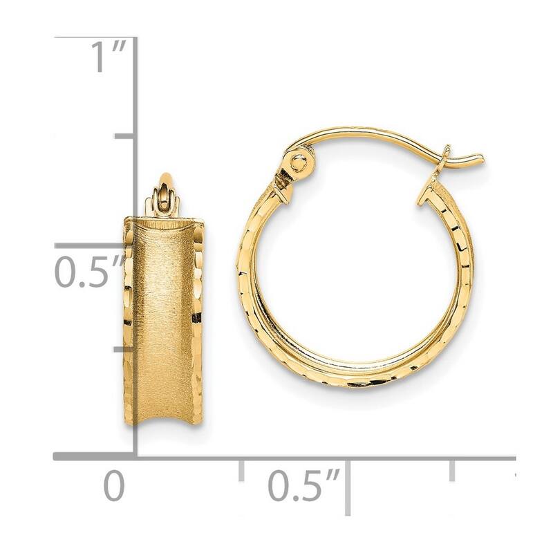 Curata 10k Yellow Gold Satin Diamond Cut Concave Hoop Earrings 16x5mm