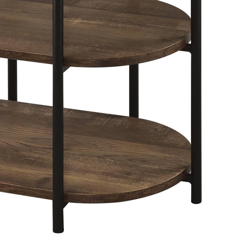 Moore Industrial Brown 26-inch Steel 3-Tiered Side Table with USB Ports and Outlets by Furniture of America