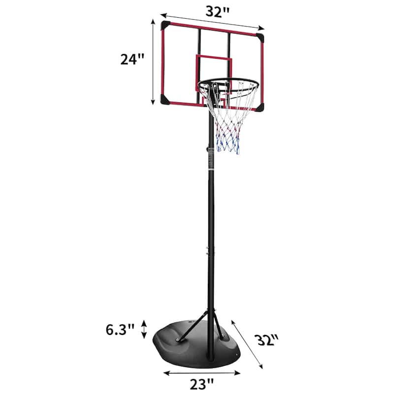 Roomfitters Adjustable Basketball Hoop System, Portable 7.5-9.2ft with 32 Inch Backboard and Wheels for Indoor Outdoor