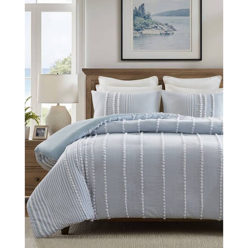 Harbor House Anslee Taupe 3 Piece Cotton Yarn Dyed Duvet Cover Set
