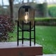 preview thumbnail 12 of 18, Glitzhome Set of 2 Metal Black Solar Powered Outdoor Lantern with Stand