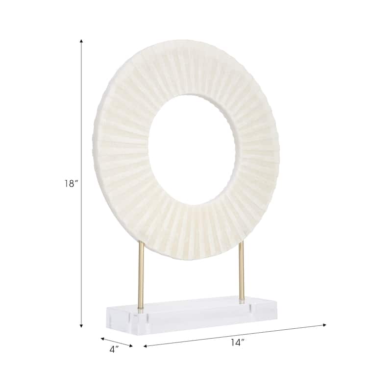 Sagebrook Home's Stunning 18" Gabella Statuary Chic White Resin, Acrylic Accent, Iron Base Decorative Object - 14" x 4" x 18"