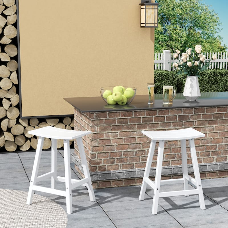 Polytrends Laguna Hdpe All Weather Outdoor Patio 24" Saddle Seat Counter Stool (Set Of 2)