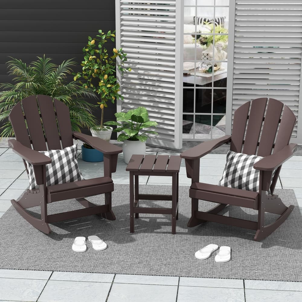 Laguna Hdpe All Weather Outdoor Patio Rocking Chairs With Side Table (3-Piece Set)