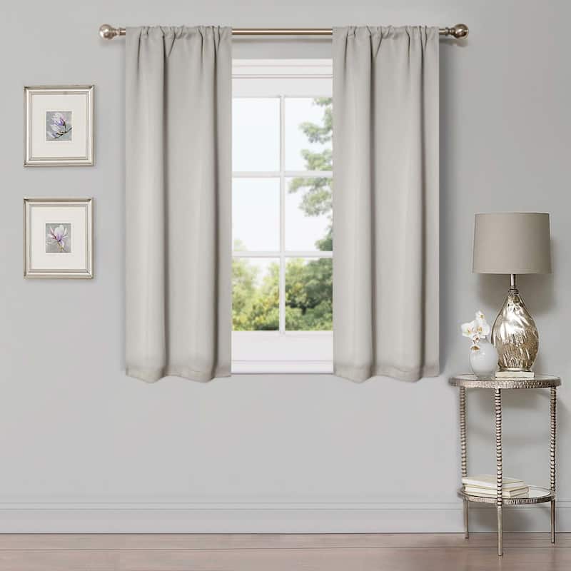 Superior Modern Solid Washable Room Darkening Blackout Curtains, Set of 2 Panels - 4PC- 26" x 63" - Chrome