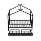 preview thumbnail 5 of 16, Full Size Roof Design Metal House Platform Bed with Two Storage Drawers,Headboard and Footboard For Bedroom