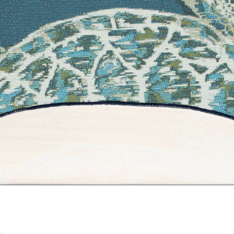 Liora Manne Esencia Seaturtle Indoor/Outdoor Mat Blue 3'3" x 2'1" SHAPED - 3'3" x 2'1" SHAPED