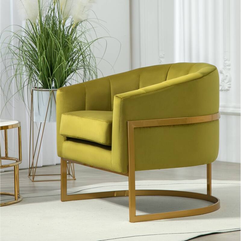 Modern Velvet Gold Accent Armchair