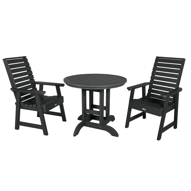 Weatherly 3-piece Outdoor Dining Set - 36" Round Table, Dining-height - Black
