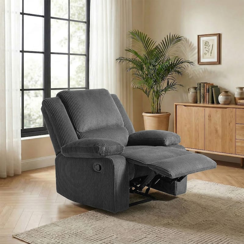 Corduroy Manual Recliner Chair with Footrest