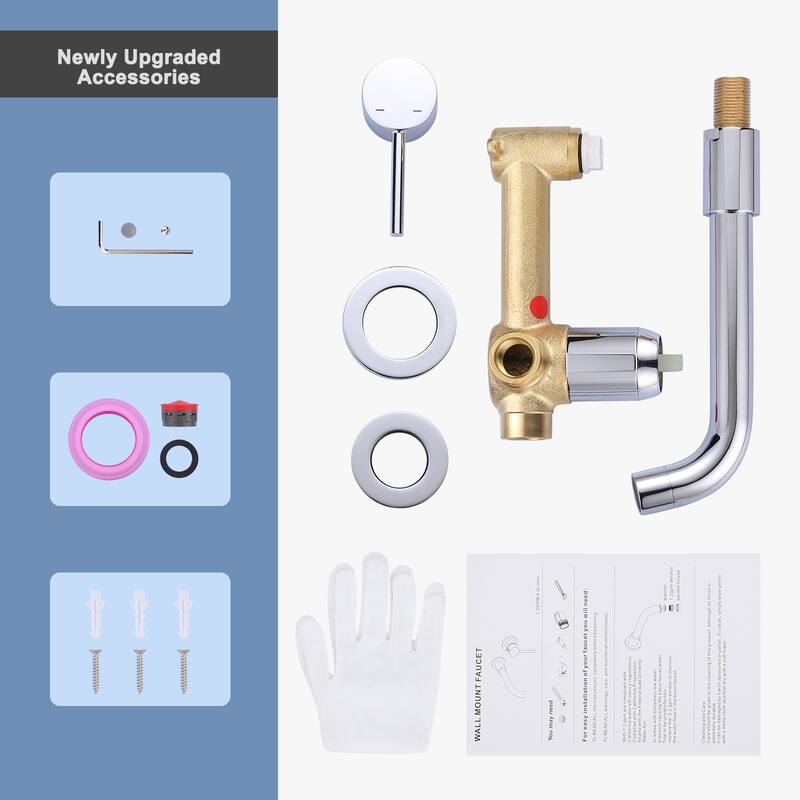 WOWOW Wall Mount Single Handle Bathroom Faucet