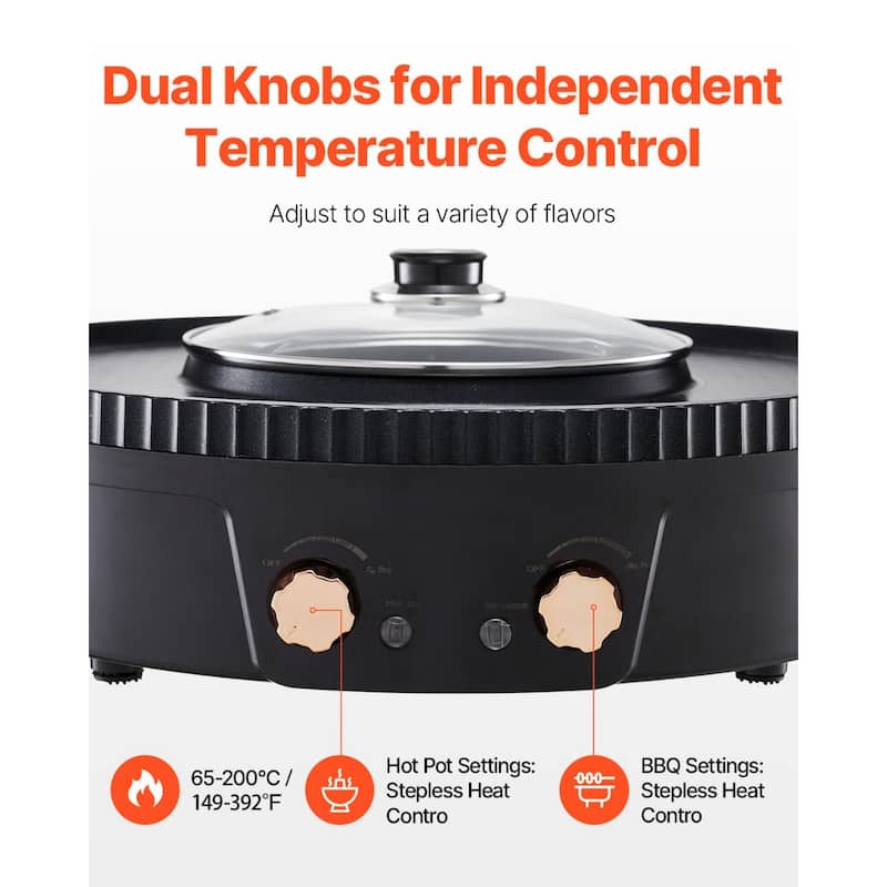 2.5L Electric Hot Pot Grill Combo with Non-Stick Surface and Dual Temp Control Ideal for Hot Pot and BBQ - 16.34” x 6.3”