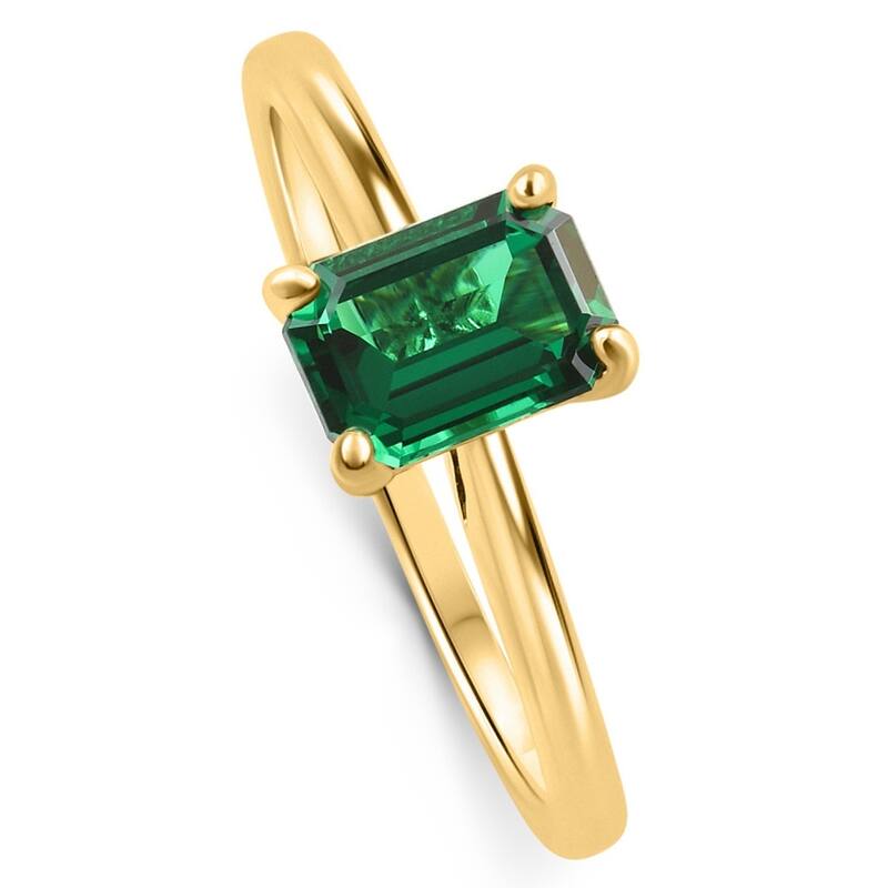 1Ct Emearald Solitaire Ring Yellow Gold Lab Grown