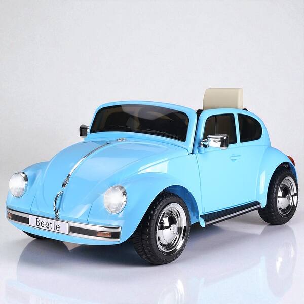 slide 2 of 5, Licensed Volkswagen Beetle 6V Electric Ride-On Car for Kids with Remote, MP3, Horn, LED Lights, Two Doors, for Ages 3-6 - Blue Blue