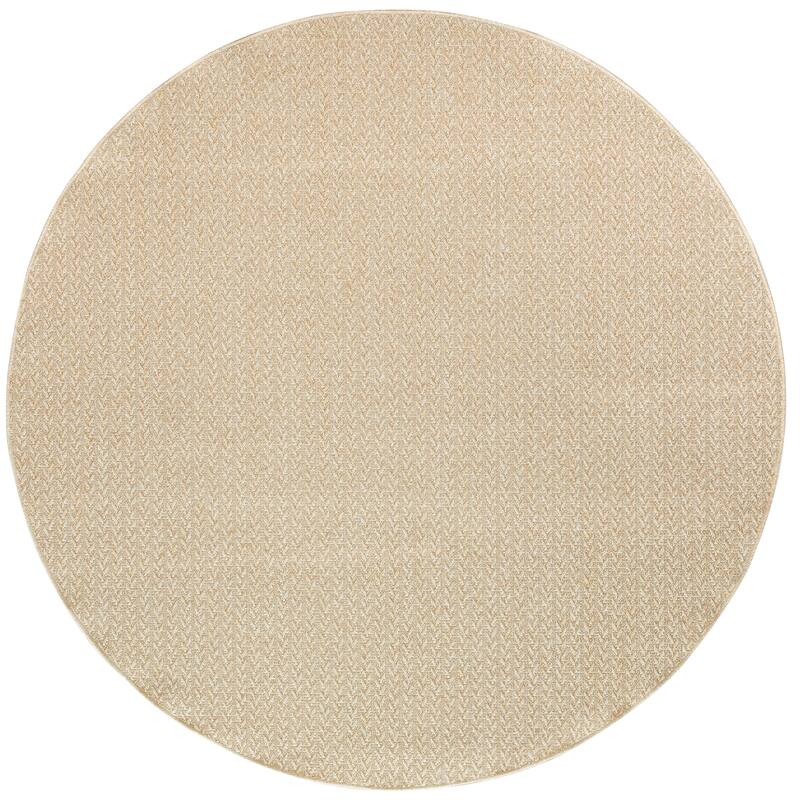 Nourison Tulum Indoor/Outdoor Chevron Area Rug - 8' x Round - Cream