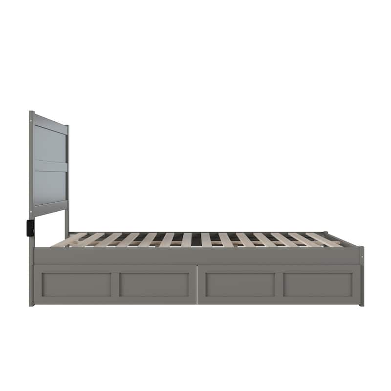 NoHo Queen Bed with 2 Drawers in Grey