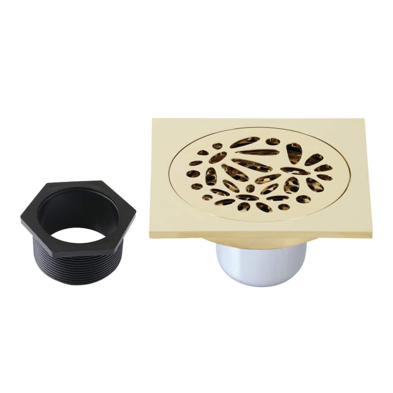 Watercourse Floral 4" Square Grid Shower Drain